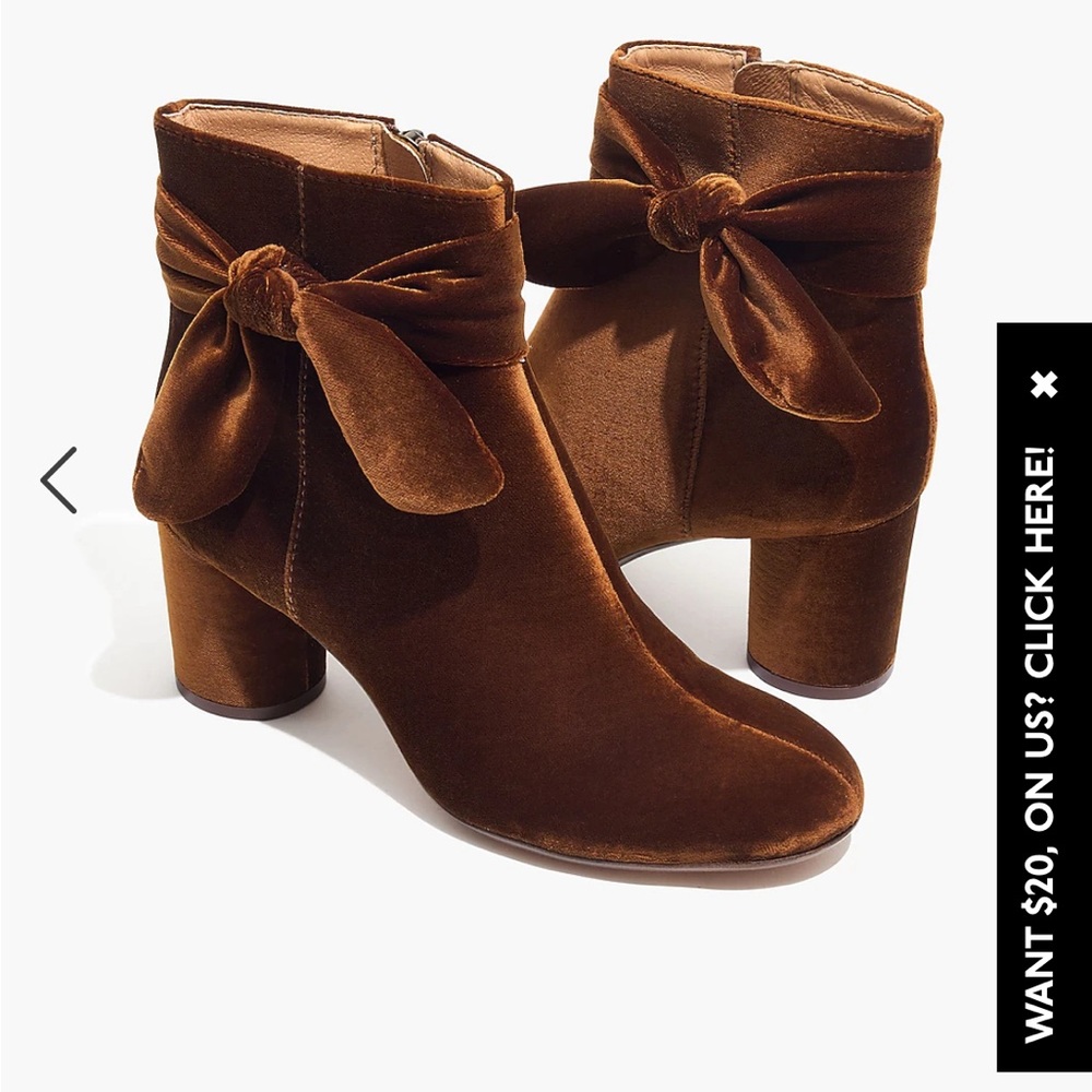 Madewell The Esme Bow Velvet Boots Size 8